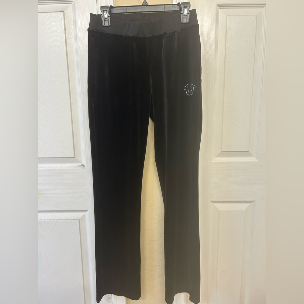 True Religion Black Velour Trousers